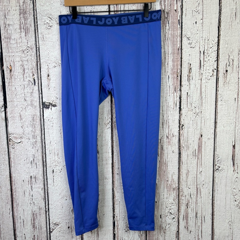 Joylab Women’s XL Blue Purple Activewear Ankle Leggings Logo Waistband in EUC